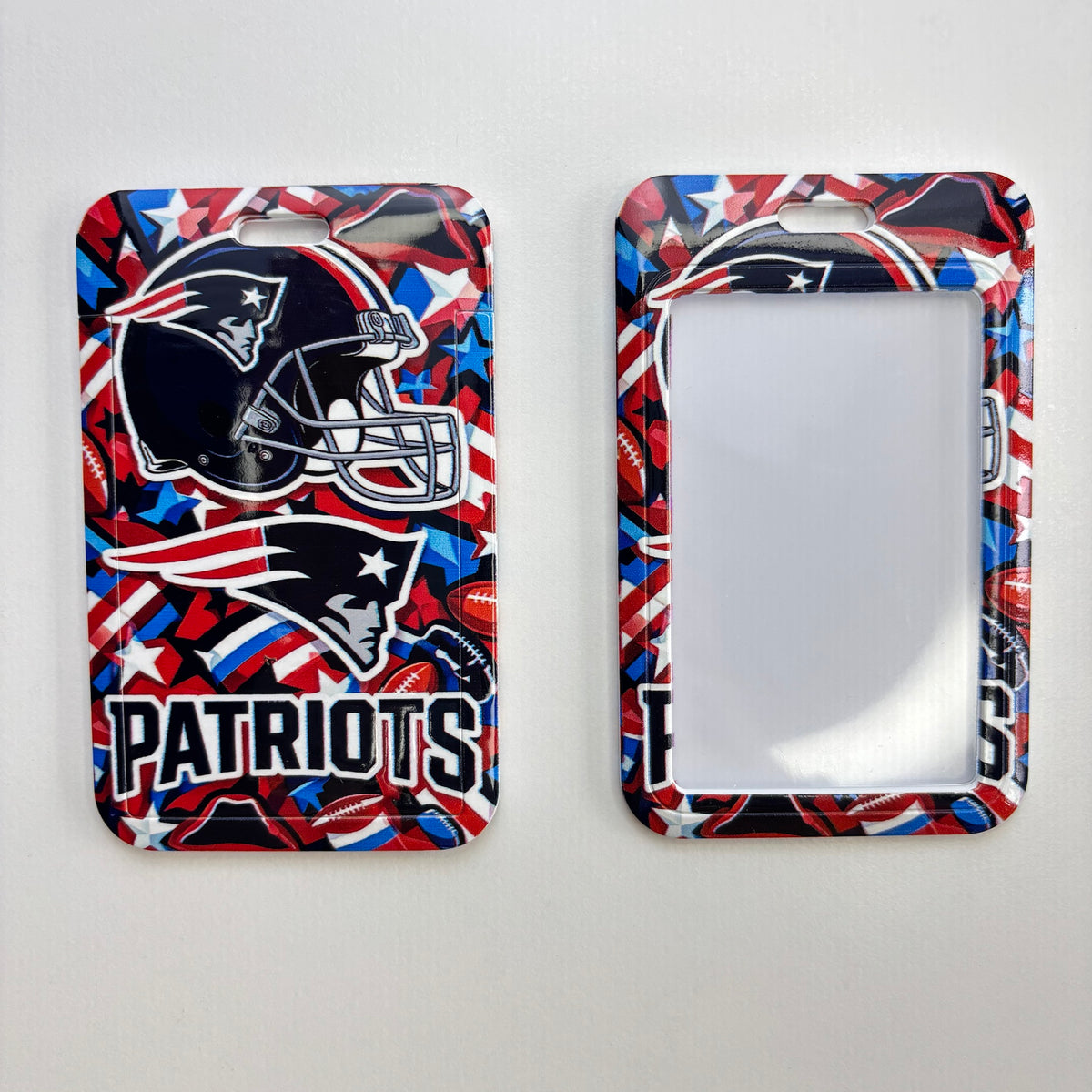 Football Game Day ID Card Badge Holder, Sliding Hard Case Badge Protector for Lanyards, Keychains, Nurses & Teachers