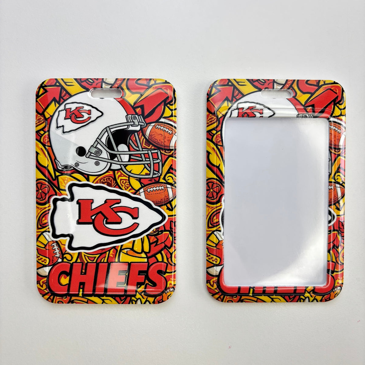 Football Game Day ID Card Badge Holder, Sliding Hard Case Badge Protector for Lanyards, Keychains, Nurses & Teachers