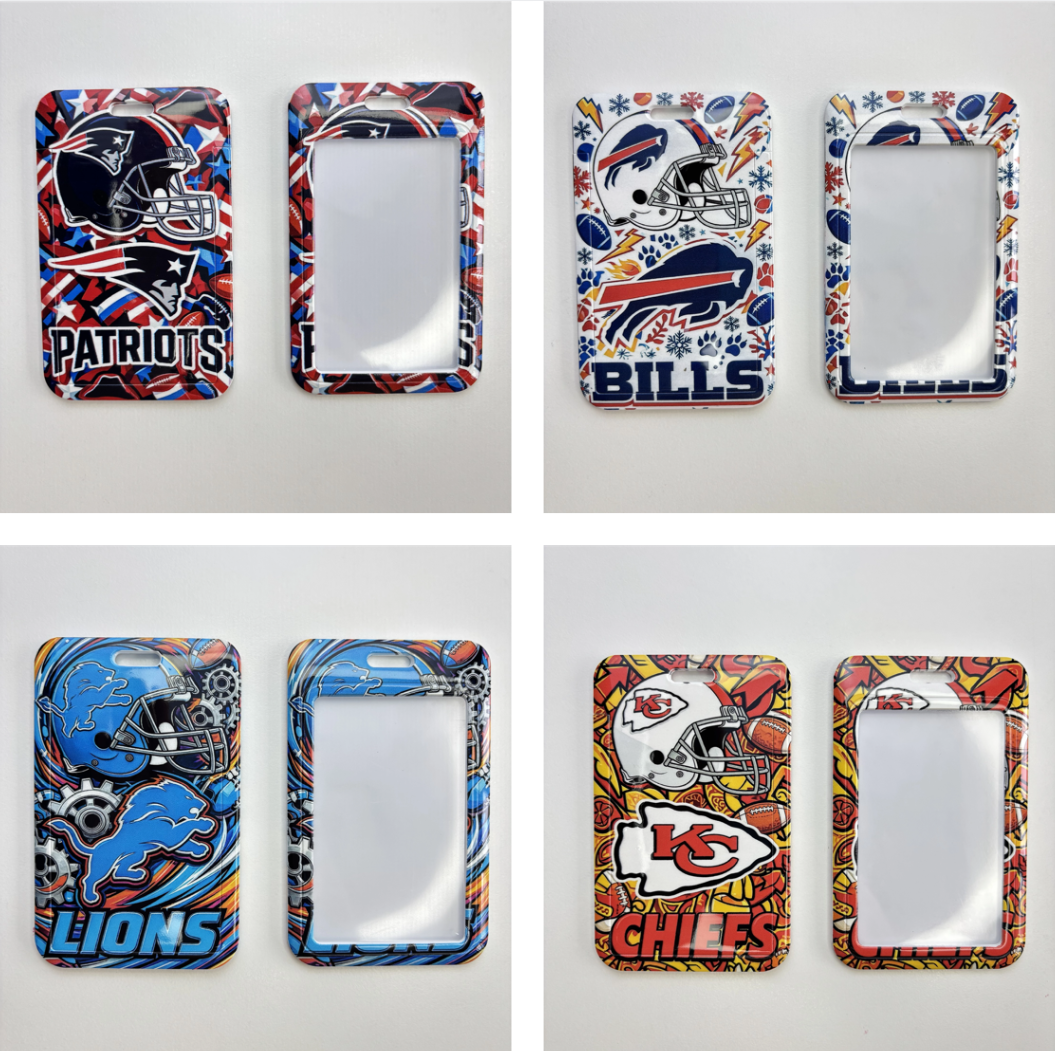Football Game Day ID Card Badge Holder, Sliding Hard Case Badge Protector for Lanyards, Keychains, Nurses & Teachers