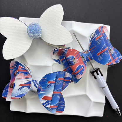 Game Day Football Faux Leather Bows for Beadable Pens | Layered Team Spirit Bow Charm for DIY Keychains & Craft Supplies