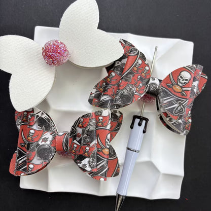 Game Day Football Faux Leather Bows for Beadable Pens | Layered Team Spirit Bow Charm for DIY Keychains & Craft Supplies