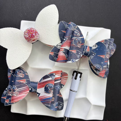 Game Day Football Faux Leather Bows for Beadable Pens | Layered Team Spirit Bow Charm for DIY Keychains & Craft Supplies