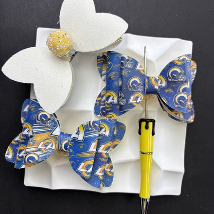 Game Day Football Faux Leather Bows for Beadable Pens | Layered Team Spirit Bow Charm for DIY Keychains & Craft Supplies