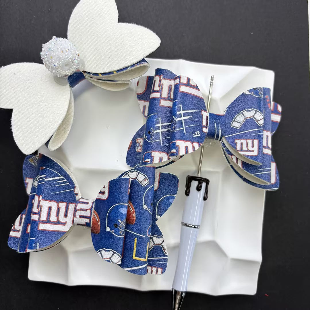 Game Day Football Faux Leather Bows for Beadable Pens | Layered Team Spirit Bow Charm for DIY Keychains & Craft Supplies