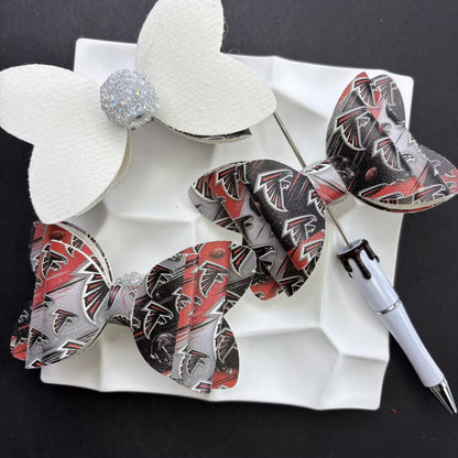 Game Day Football Faux Leather Bows for Beadable Pens | Layered Team Spirit Bow Charm for DIY Keychains & Craft Supplies