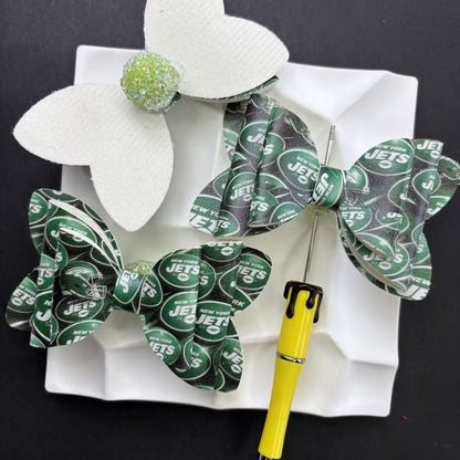 Game Day Football Faux Leather Bows for Beadable Pens | Layered Team Spirit Bow Charm for DIY Keychains & Craft Supplies