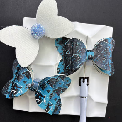 Game Day Football Faux Leather Bows for Beadable Pens | Layered Team Spirit Bow Charm for DIY Keychains & Craft Supplies