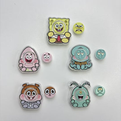 Funny Ocean Friends Acrylic Focal Beads Set | 2-Piece Cute Sea Cartoon Beads with Matching Face Spacers for Beaded Pens & Keychains