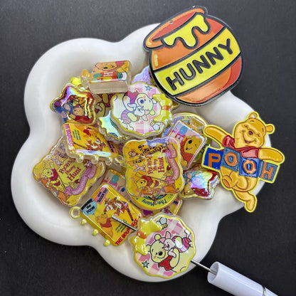 Cute Yellow Bear & Honey Pot Focal Beads Charms, Cartoon Tiger Book Luggage Resin Cabochons for Beadable Pens Keychain DIY Jewelry Crafts