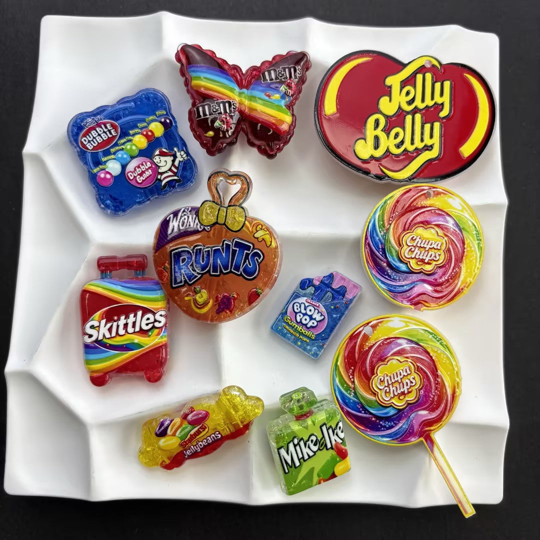 Sweet Candy Snacks Focal Beads for Beadable Pens, Cute Lollipop Rainbow Treats Resin Acrylic Charms for DIY Keychain Jewelry Crafts