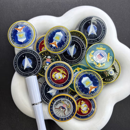 US Military Armed Forces Focal Beads for Beadable Pens, Glitter Military Branch Emblem Charms (Army, Navy, Air Force, Marines, Coast Guard, Space Force) for DIY Keychain Pen Crafts