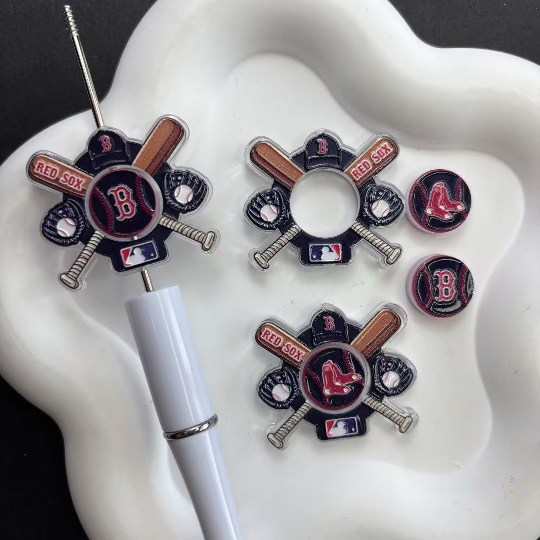 MLB Baseball Team DIY Beadable Pen Charm Set - Acrylic Interchangeable Focal Bead & Cabochon Pen Topper Kit for Crafting