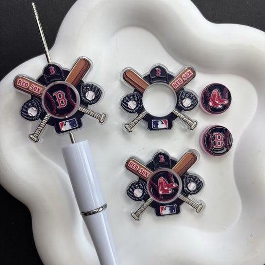MLB Baseball Team DIY Beadable Pen Charm Set - Acrylic Interchangeable Focal Bead & Cabochon Pen Topper Kit for Crafting