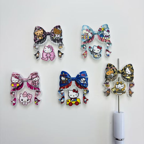 Coquette Lace Ruffle Bow Acrylic Focal Beads for Beadable Pens - Y2K Gyaru Kitten Pen Topper Charms DIY Craft Kit