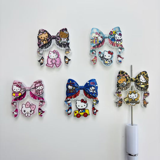 Coquette Lace Ruffle Bow Acrylic Focal Beads for Beadable Pens - Y2K Gyaru Kitten Pen Topper Charms DIY Craft Kit