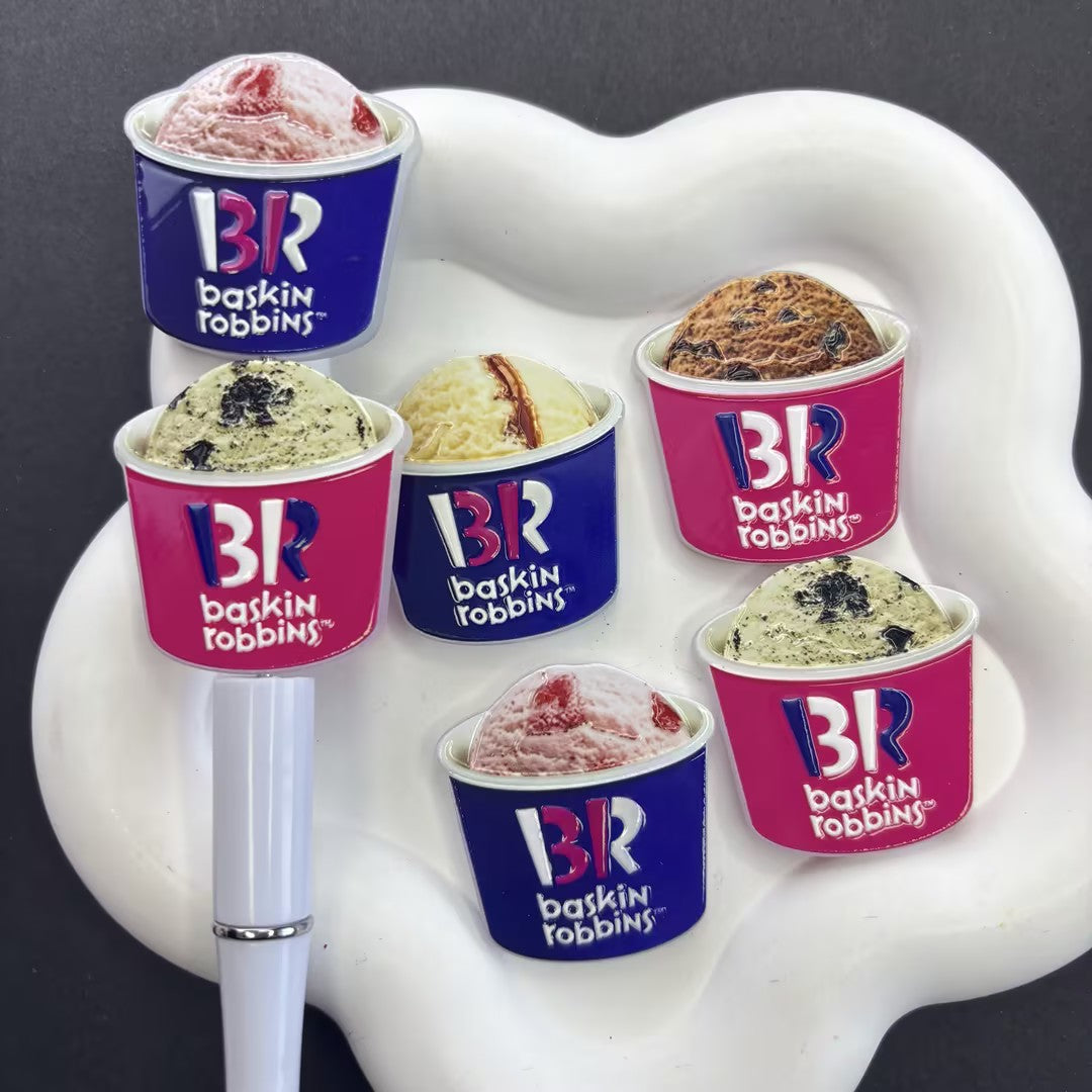 Mini Ice Cream Tub Decorative Ballpoint Pen, Creative Food-Themed Desk Accessory, Sweet Novelty Pen for School & Office