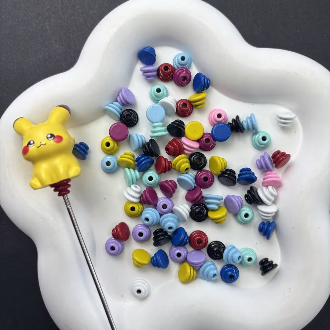 DIY Beadable Pen Flatback Topper Adapters, Colorful Metal Flat Base End Caps for Beads Pens, Crafting Glue-on Cabochon Charms Findings