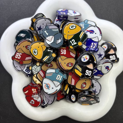 Funny Football Mascot Focal Beads – Novelty Sports Player Acrylic Beads for Beadable Pens & Keychain DIY Crafts