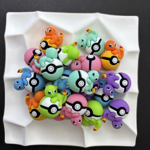 Cute Baby Dragon Monster Ball Silicone Focal Beads – 3D Cartoon Creature Beads for Beadable Pens, Keychains & DIY Crafts