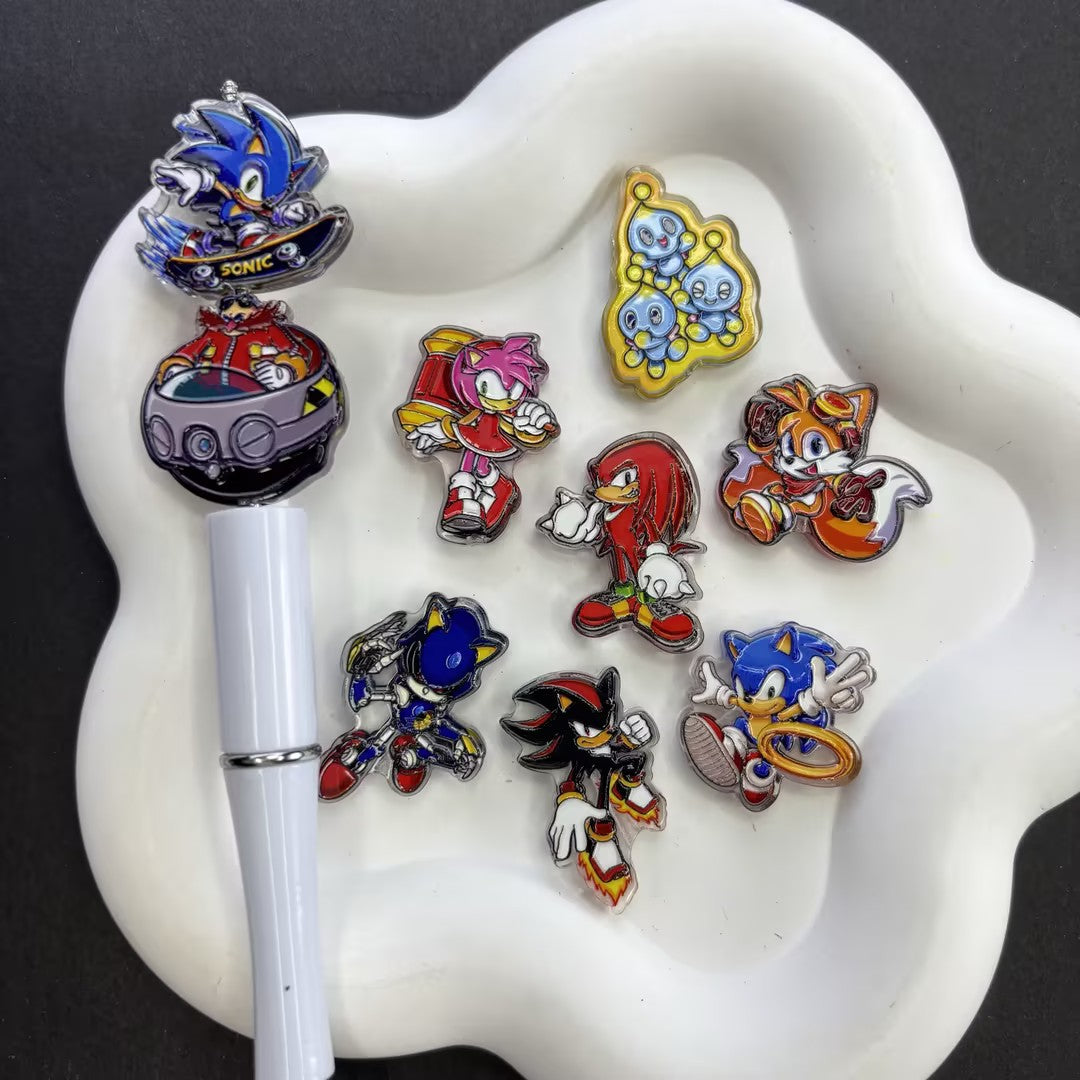 Fast Hedgehog Speed Game Focal Beads – Retro Video Game Character Acrylic Beads for Beadable Pens & Keychain DIY Crafts