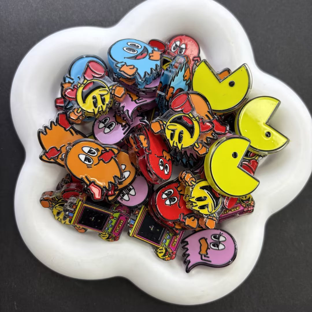 Retro Arcade Maze Chaser Focal Beads – 80s Video Game Ghost Acrylic Beads for Beadable Pens & Keychain DIY Crafts