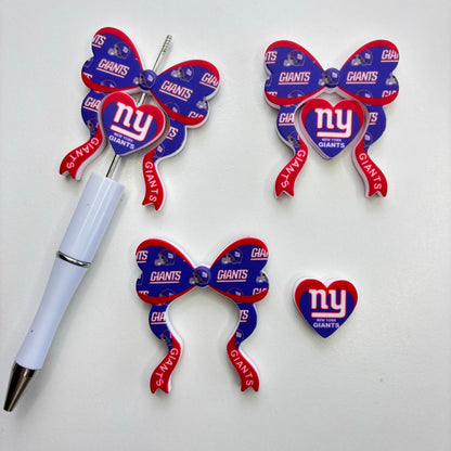 Game Day Football Bow Silicone Focal Beads – Soft Food-Grade Sports Team Color Charms for Beadable Pens & Keychain DIY Crafts