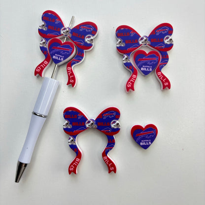 Game Day Football Bow Silicone Focal Beads – Soft Food-Grade Sports Team Color Charms for Beadable Pens & Keychain DIY Crafts