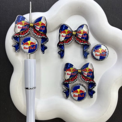 Cute Sparkling Soda & Drink Coquette Bow Focal Beads – Rhinestone Novelty Beverage Acrylic Charms for Beadable Pens & Keychain DIY Crafts