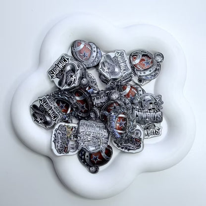 Silver & Blue Football Focal Beads, Game Day Cowboy Star Acrylic Charms & Mascot Pen Toppers for DIY Beadable Pens & Keychains
