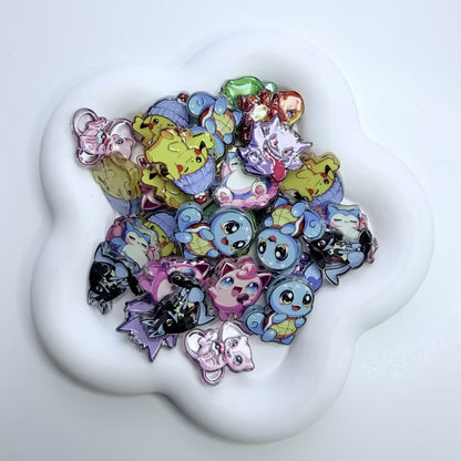 Cute Anime Monster Acrylic Focal Beads, Winter Beanie Yellow Electric Pet & Pocket Creature Charms for DIY Beadable Pens & Keychains