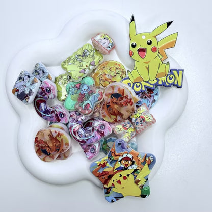 Cute Anime Monster Trainer Acrylic Focal Beads, Yellow Electric Pet Star & Heart Shaped Cartoon Charms for DIY Beadable Pens & Crafts