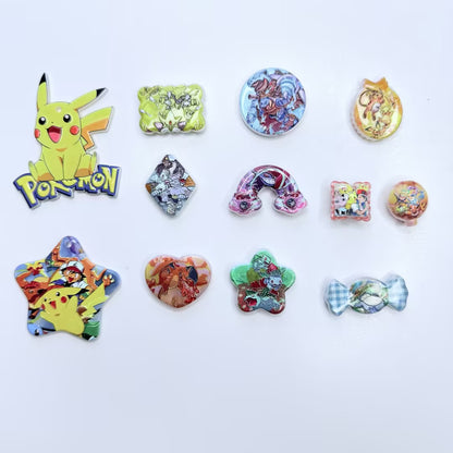 Cute Anime Monster Trainer Acrylic Focal Beads, Yellow Electric Pet Star & Heart Shaped Cartoon Charms for DIY Beadable Pens & Crafts