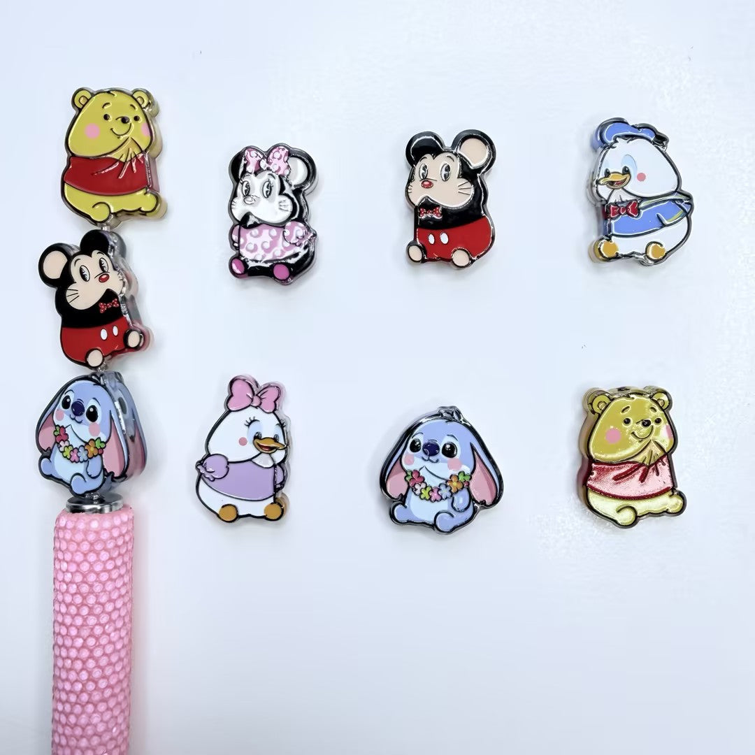 Cute Cartoon Mouse & Honey Bear Acrylic Focal Beads, Retro Nostalgic Animal Pen Toppers for DIY Beadable Pens & Keychains
