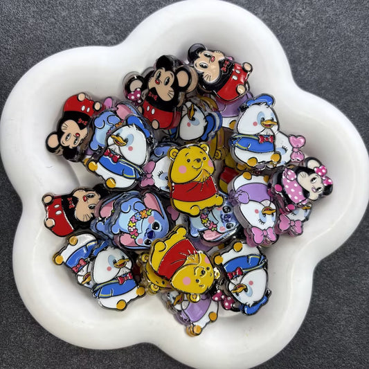 Cute Cartoon Mouse & Honey Bear Acrylic Focal Beads, Retro Nostalgic Animal Pen Toppers for DIY Beadable Pens & Keychains