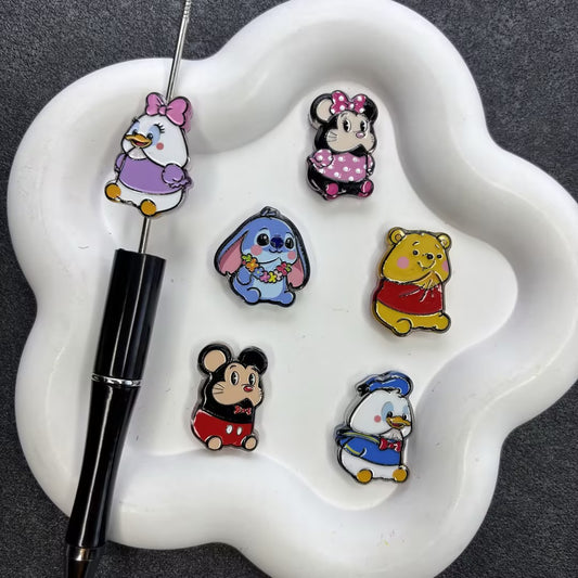 Cute Cartoon Mouse & Honey Bear Acrylic Focal Beads, Retro Nostalgic Animal Pen Toppers for DIY Beadable Pens & Keychains