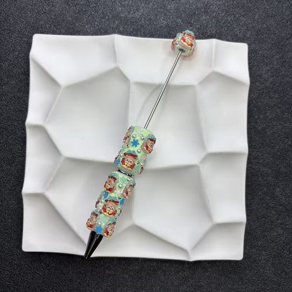 Christmas Theme DIY Beadable Pens with 3D Resin Rhinestone Grip – Festive Santa, Snowman & Reindeer Metal Ballpoint Pens for Holiday Gifts & Crafts