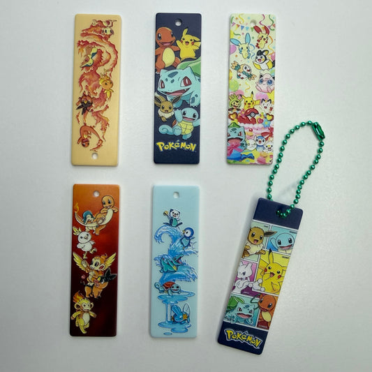 Anime Pocket Monster Acrylic Charms & Bookmarks, Yellow Mouse & Shadow Ghost Printed Dog Tags with Ball Chain for DIY Keychains & Bookish Gifts