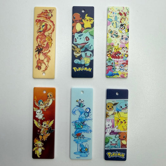 Anime Pocket Monster Acrylic Charms & Bookmarks, Yellow Mouse & Shadow Ghost Printed Dog Tags with Ball Chain for DIY Keychains & Bookish Gifts