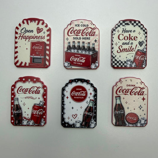 Vintage Red Soda Acrylic Bookmarks & Gift Tags, Retro Pop Bottle Drink Charms with Ball Chain for DIY Keychains, Planners & Gifts
