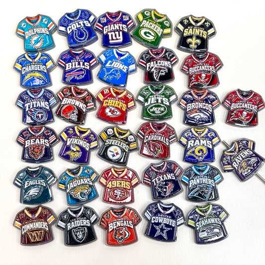 Football Jersey Acrylic Focal Beads, Game Day Team Sports Shirt Beads for Beadable Pens, Keychains & DIY Crafts