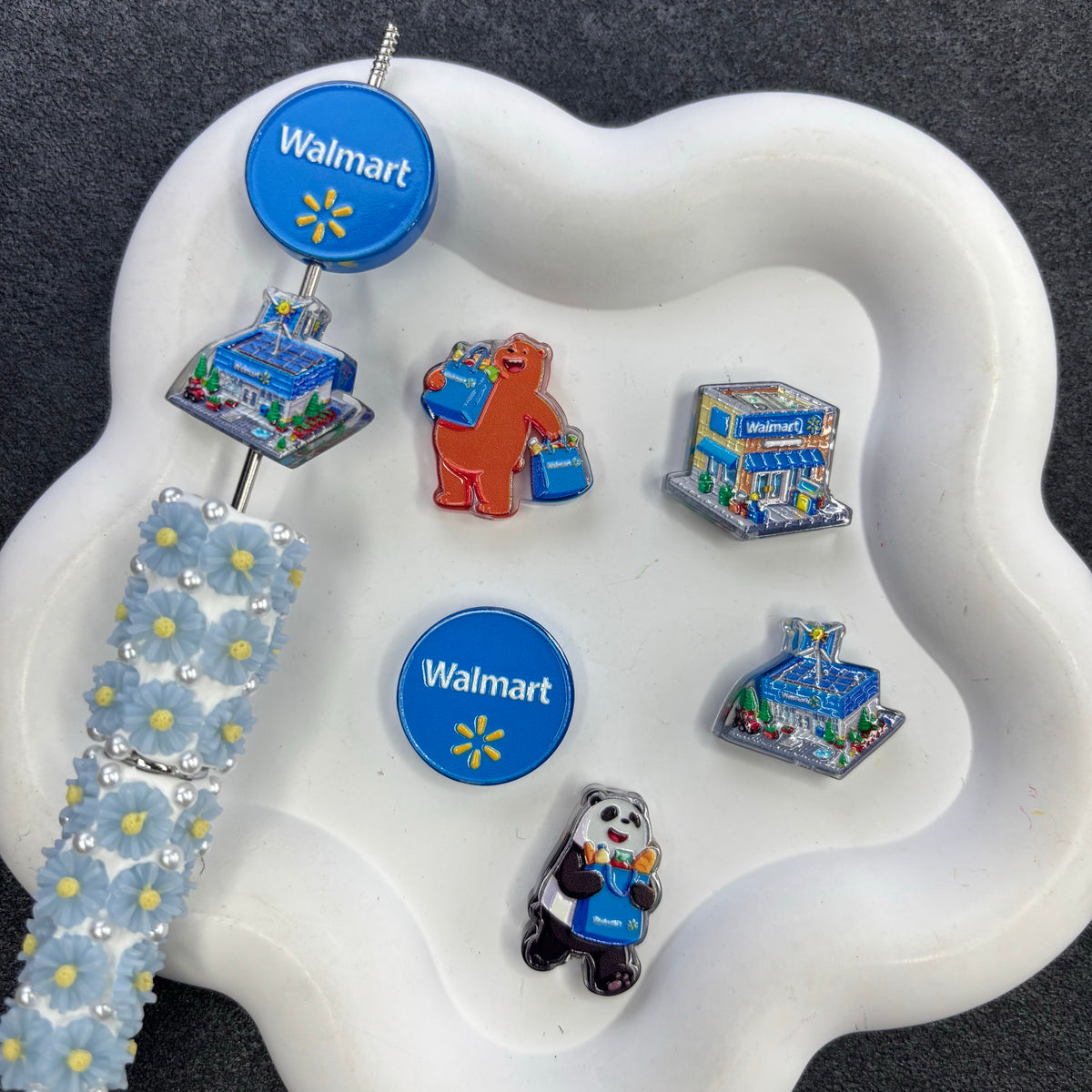 Supermarket Store Focal Beads, Shopping Bear & Panda Acrylic Beads for Beadable Pens, DIY Pen Bar & Keychain Craft Accessories