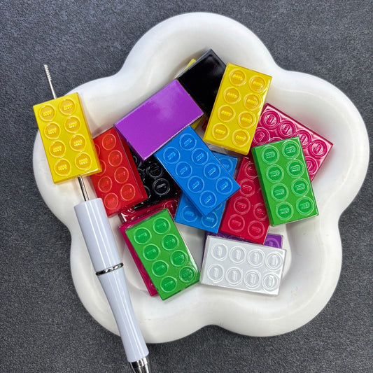 Colorful Building Brick Acrylic Focal Beads, 2x4 Toy Block Spacer Beads for DIY Beadable Pens, Keychain & Craft Accessories