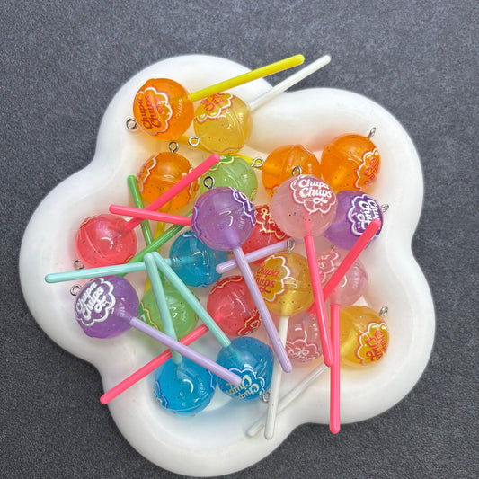 Miniature Lollipop Resin Charms, Colorful Candy Dangle Pendants with Ball Chains, Cute DIY Keychain, Bag Charm & Jewelry Craft Supplies