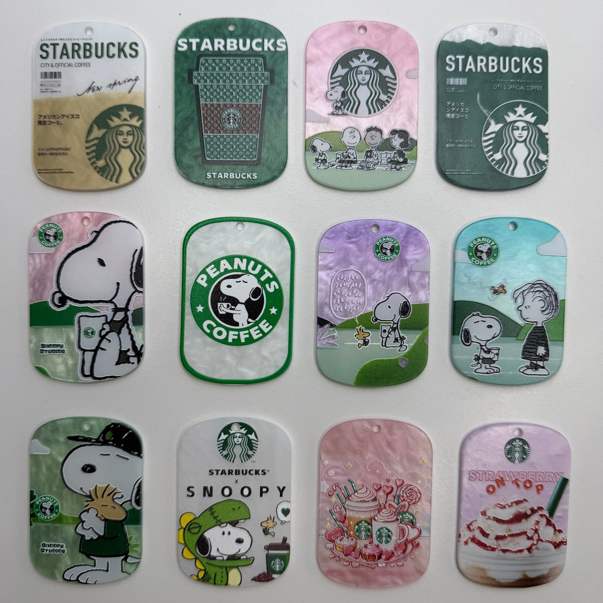 Coffee & Cartoon Dog Acrylic Tag Pendants, Shimmer Dog Tag Keychain Charms for DIY Backpack, Keyring & Bag Craft Accessories