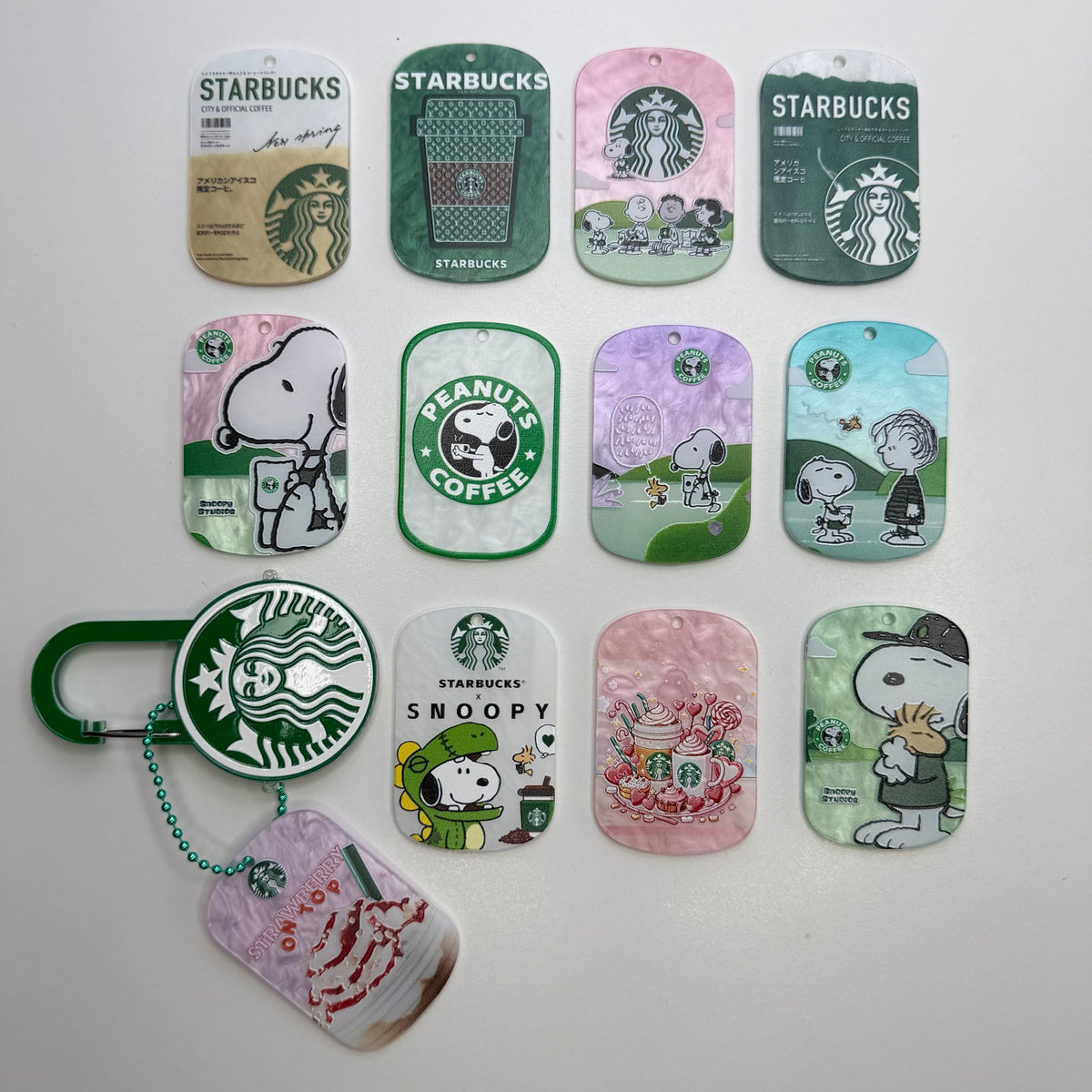 Coffee & Cartoon Dog Acrylic Tag Pendants, Shimmer Dog Tag Keychain Charms for DIY Backpack, Keyring & Bag Craft Accessories