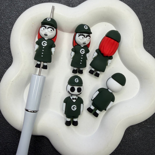 3D Silicone Football Mascot Focal Beads, Spooky Characters in Team Jersey Beads for DIY Beadable Pens & Keychains