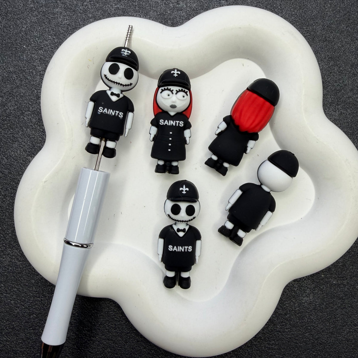 3D Silicone Football Mascot Focal Beads, Spooky Characters in Team Jersey Beads for DIY Beadable Pens & Keychains