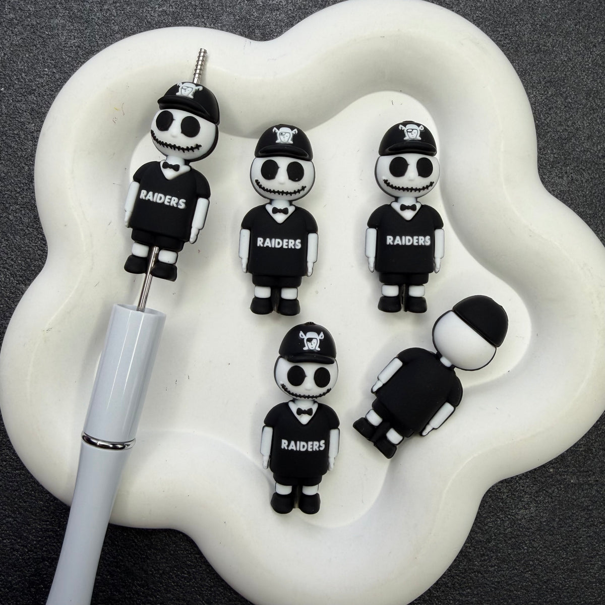 3D Silicone Football Mascot Focal Beads, Spooky Characters in Team Jersey Beads for DIY Beadable Pens & Keychains
