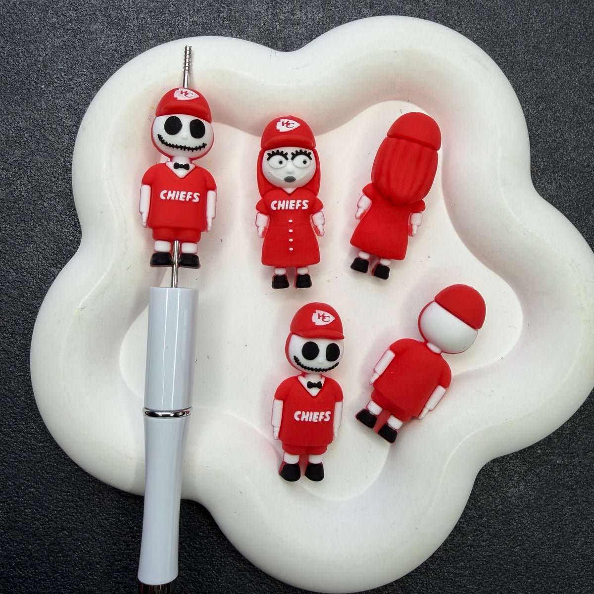 3D Silicone Football Mascot Focal Beads, Spooky Characters in Team Jersey Beads for DIY Beadable Pens & Keychains