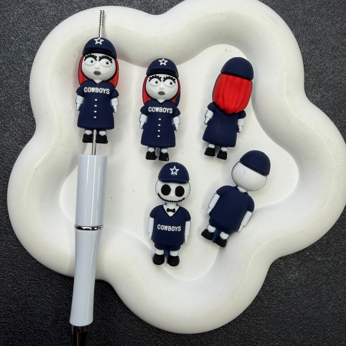3D Silicone Football Mascot Focal Beads, Spooky Characters in Team Jersey Beads for DIY Beadable Pens & Keychains